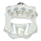 Rainbow Moonstone Penta Egyptian Silver White Gemstones Mid weight Vintage Band Jewelry