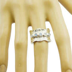 Rainbow Moonstone Penta Egyptian Silver White Gemstones Mid weight Vintage Band Jewelry