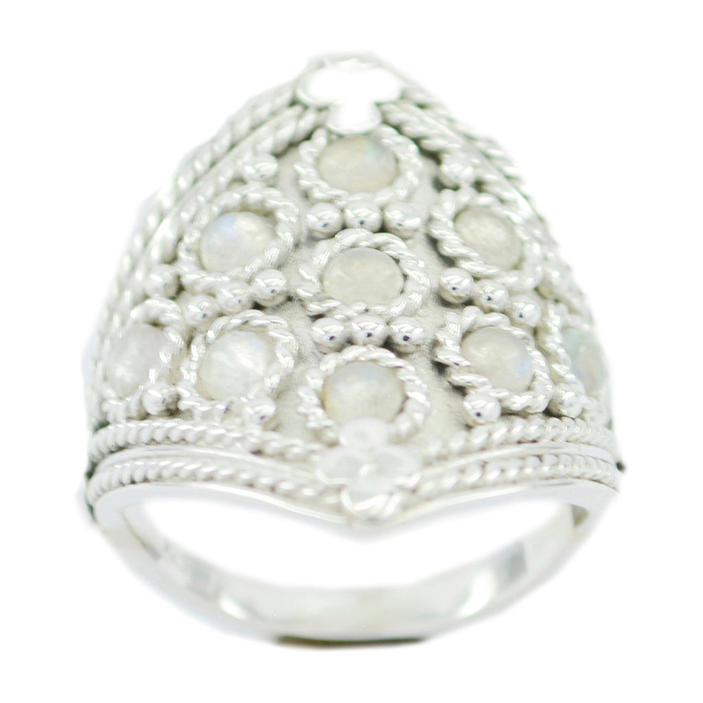 Rainbow Moonstone multiple Indian 92.5 Silver White Gemstone Edgy Heritage Ring Jewellery