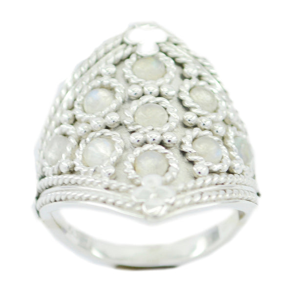 Rainbow Moonstone multiple Indian 92.5 Silver White Gemstone Edgy Heritage Ring Jewellery