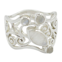 Rainbow Moonstone quarter Spanish 925 Sterling Silver White Gemstone Essential  Filigree Ring Jewelry