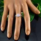 Rainbow Moonstone Halo Turkish 925 Sterling Silver White Gems Dainty Fairytale Ring Jewelry