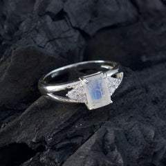 Rainbow Moonstone Halo Turkish 925 Sterling Silver White Gems Dainty Fairytale Ring Jewelry