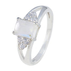 Rainbow Moonstone Halo Turkish 925 Sterling Silver White Gems Dainty Fairytale Ring Jewelry