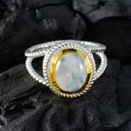 Rainbow Moonstone Solitaire Middle Eastern 925 Silver White Gems Classic Rope Wire Ring Jewelry