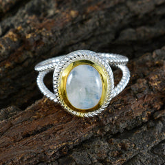 Rainbow Moonstone Solitaire Middle Eastern 925 Silver White Gems Classic Rope Wire Ring Jewelry