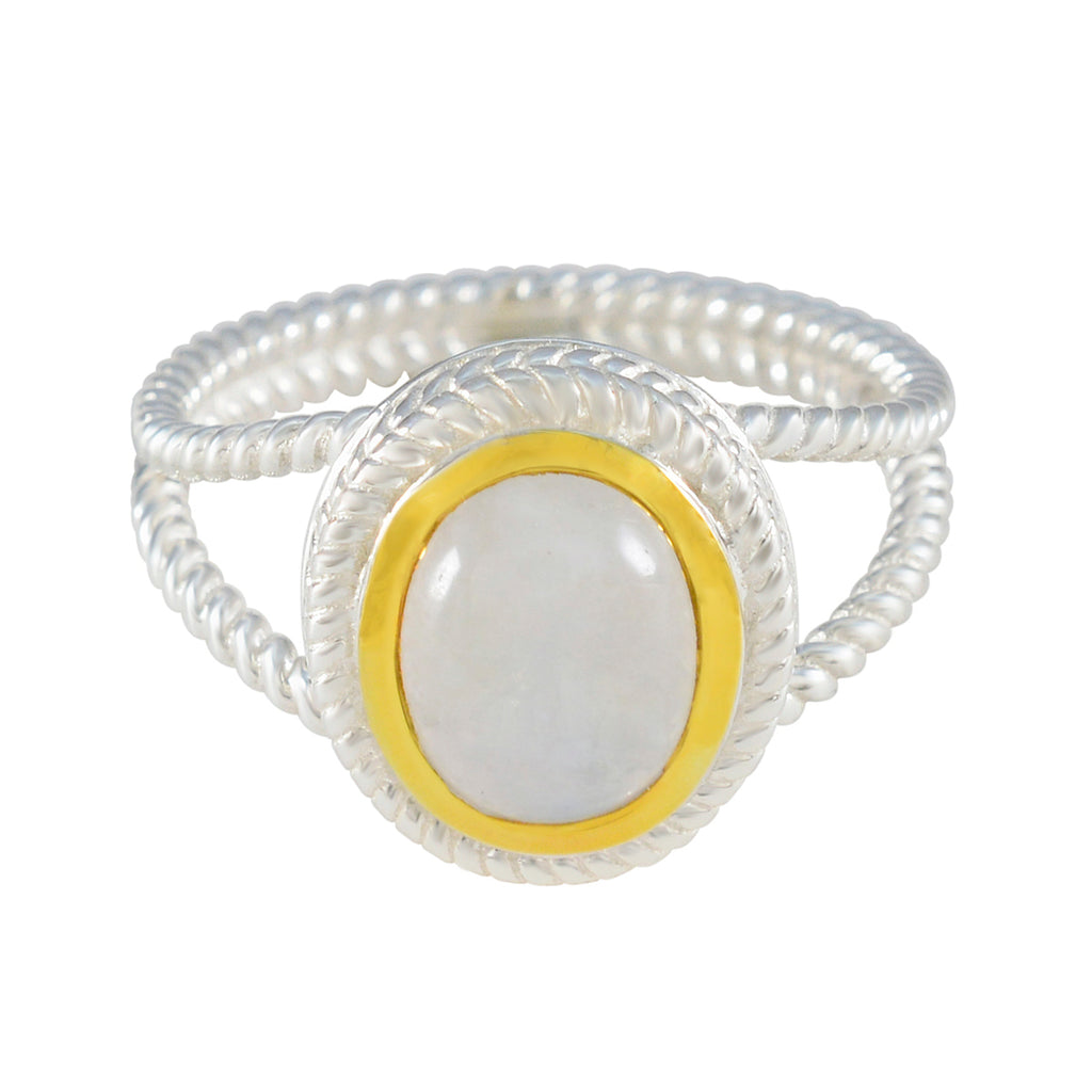 Rainbow Moonstone Solitaire Middle Eastern 925 Silver White Gems Classic Rope Wire Ring Jewelry
