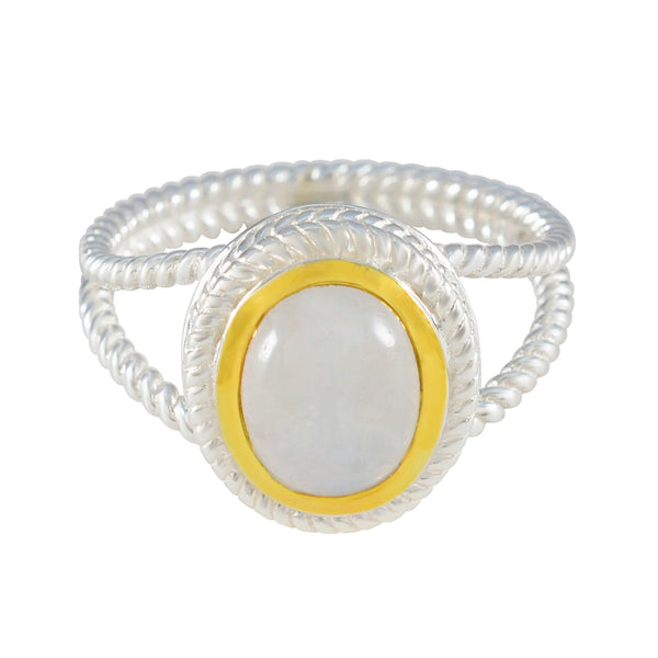 Rainbow Moonstone Solitaire Middle Eastern 925 Silver White Gems Classic Rope Wire Ring Jewelry