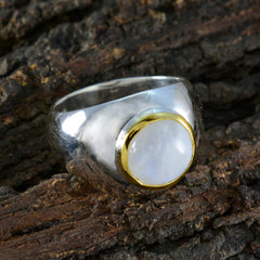 Rainbow Moonstone Solitaire German 925 Silver White Gemstone Eye catching Glamorous Ring Jewelry