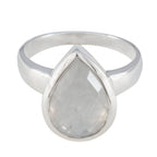 Rainbow Moonstone Solitaire Egyptian 925 Sterling Silver White Gems Minimal valentine Ring Jewelry