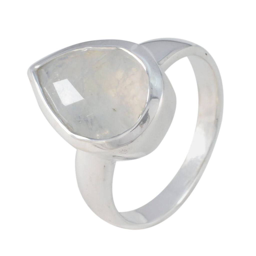 Rainbow Moonstone Solitaire Egyptian 925 Sterling Silver White Gems Minimal valentine Ring Jewelry