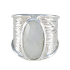 Rainbow Moonstone Solitaire German 92.5 Silver White Gemstone Statement Heritage Ring Jewellery