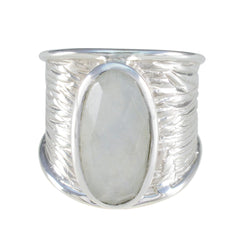 Rainbow Moonstone Solitaire German 92.5 Silver White Gemstone Statement Heritage Ring Jewellery