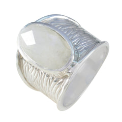 Rainbow Moonstone Solitaire German 92.5 Silver White Gemstone Statement Heritage Ring Jewellery
