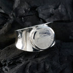 Rainbow Moonstone Solitaire Italian 925 Sterling Silver White Gemstone Edgy Armor Band Jewelry