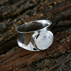 Rainbow Moonstone Solitaire Italian 925 Sterling Silver White Gemstone Edgy Armor Band Jewelry