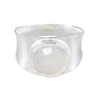 Rainbow Moonstone Solitaire Italian 925 Sterling Silver White Gemstone Edgy Armor Band Jewelry
