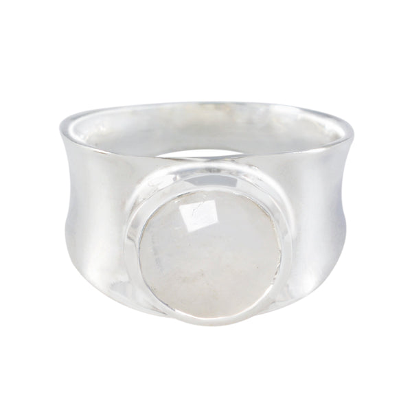 Rainbow Moonstone Solitaire Italian 925 Sterling Silver White Gemstone Edgy Armor Band Jewelry
