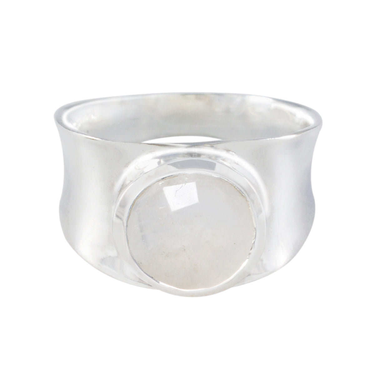 Rainbow Moonstone Solitaire Italian 925 Sterling Silver White Gemstone Edgy Armor Band Jewelry