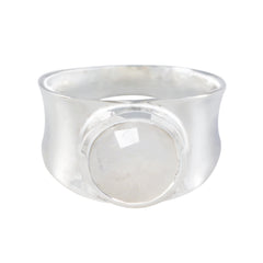 Rainbow Moonstone Solitaire Italian 925 Sterling Silver White Gemstone Edgy Armor Band Jewelry