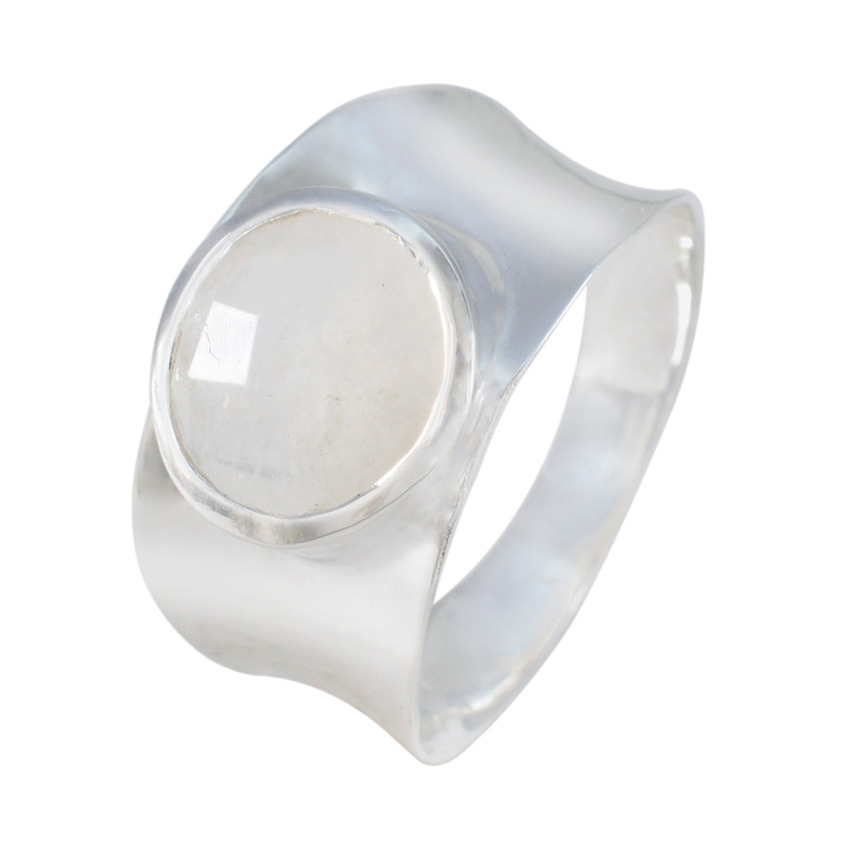 Regenbogen Mondstein Solitär Italienisches 925 Sterling Silber Weißer Edelstein Edgy Armor Band Schmuck Zweitbild