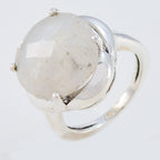 Rainbow Moonstone Solitaire French 925 Silver White Gemstones Minimal Luxurious Ring Jewellery