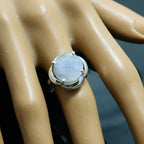 Rainbow Moonstone Solitaire French 925 Silver White Gemstones Minimal Luxurious Ring Jewellery
