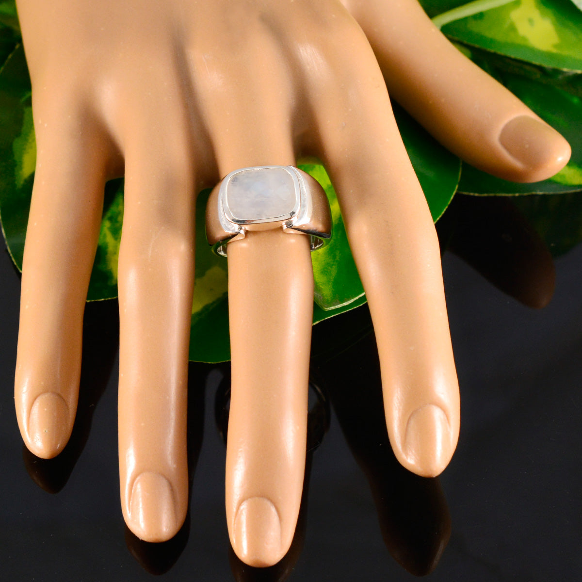 Rainbow Moonstone Solitaire French Sterling Silver White Gems Essential  Contemporary Ring Jewellery