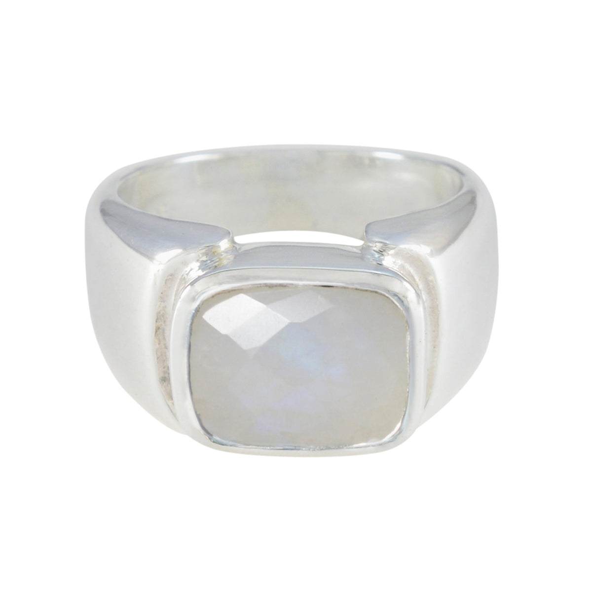 Rainbow Moonstone Solitaire French Sterling Silver White Gems Essential  Contemporary Ring Jewellery メイン画像