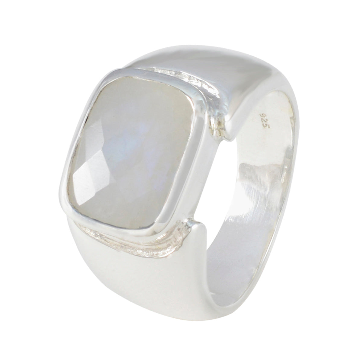 Rainbow Moonstone Solitaire French Sterling Silver White Gems Essential  Contemporary Ring Jewellery