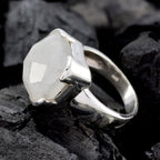 Rainbow Moonstone Solitaire German Silver White Gemstones Edgy Armor Ring Jewellery