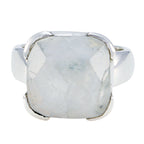 Rainbow Moonstone Solitaire German Silver White Gemstones Edgy Armor Ring Jewellery