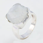 Rainbow Moonstone Solitaire German Silver White Gemstones Edgy Armor Ring Jewellery
