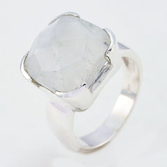Rainbow Moonstone Solitaire German Silver White Gemstones Edgy Armor Ring Jewellery