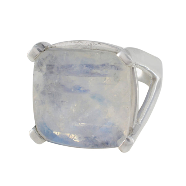 Rainbow Moonstone Solitaire Italian Sterling Silver White Gems Chunky Vintage Ring Jewelry
