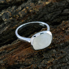 Rainbow Moonstone Solitaire Moroccan 925 Sterling Silver White Gemstones Minimal Glamorous Ring Jewelry