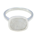 Rainbow Moonstone Solitaire Moroccan 925 Sterling Silver White Gemstones Minimal Glamorous Ring Jewelry