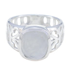 Rainbow Moonstone Solitaire Italian Silver White Gemstone Minimal Filigree Ring Jewellery