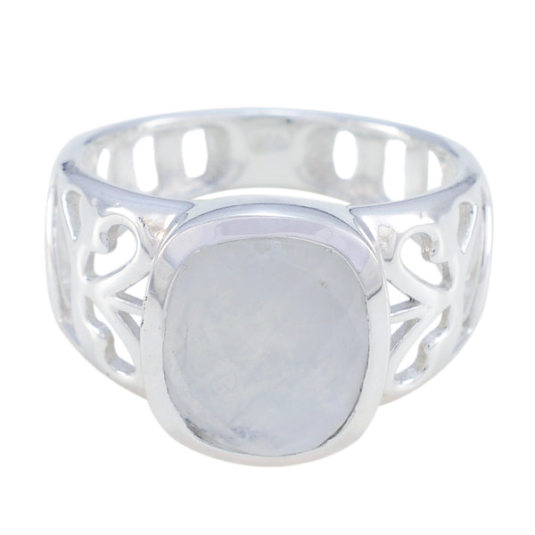 Rainbow Moonstone Solitaire Italian Silver White Gemstone Minimal Filigree Ring Jewellery