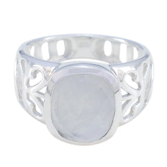 Rainbow Moonstone Solitaire Italian Silver White Gemstone Minimal Filigree Ring Jewellery