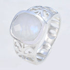 Rainbow Moonstone Solitaire Italian Silver White Gemstone Minimal Filigree Ring Jewellery