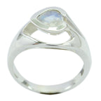 Rainbow Moonstone Solitaire French Silver White Gemstones Versatile Graceful Ring Jewellery
