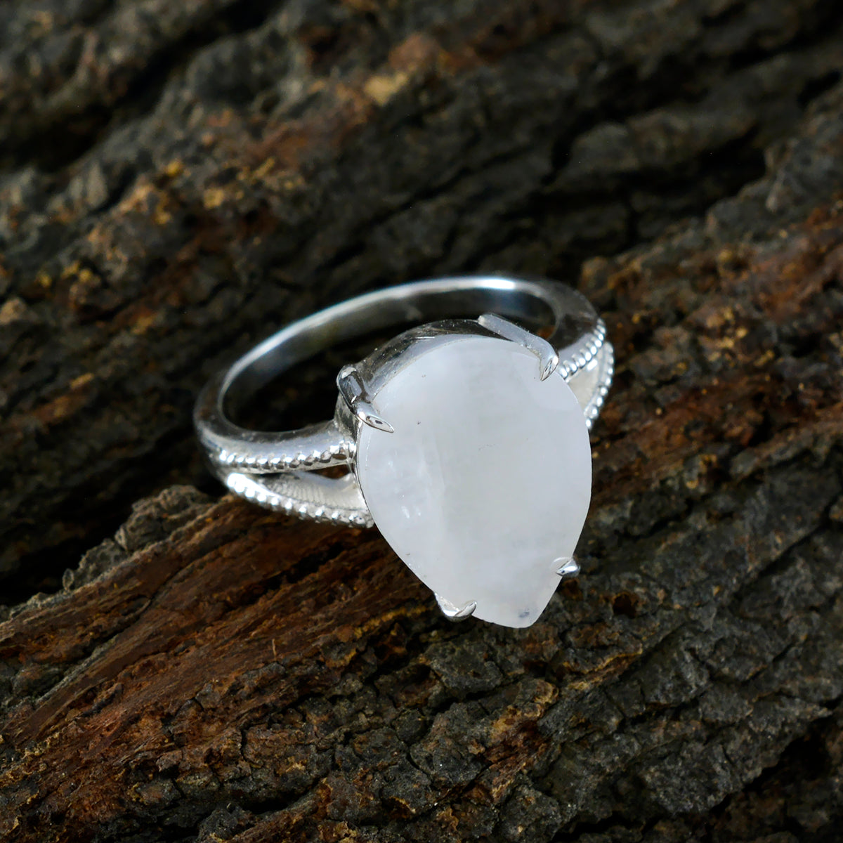 Rainbow Moonstone Solitaire African Silver White Gemstones Eye catching Love Ring Jewellery