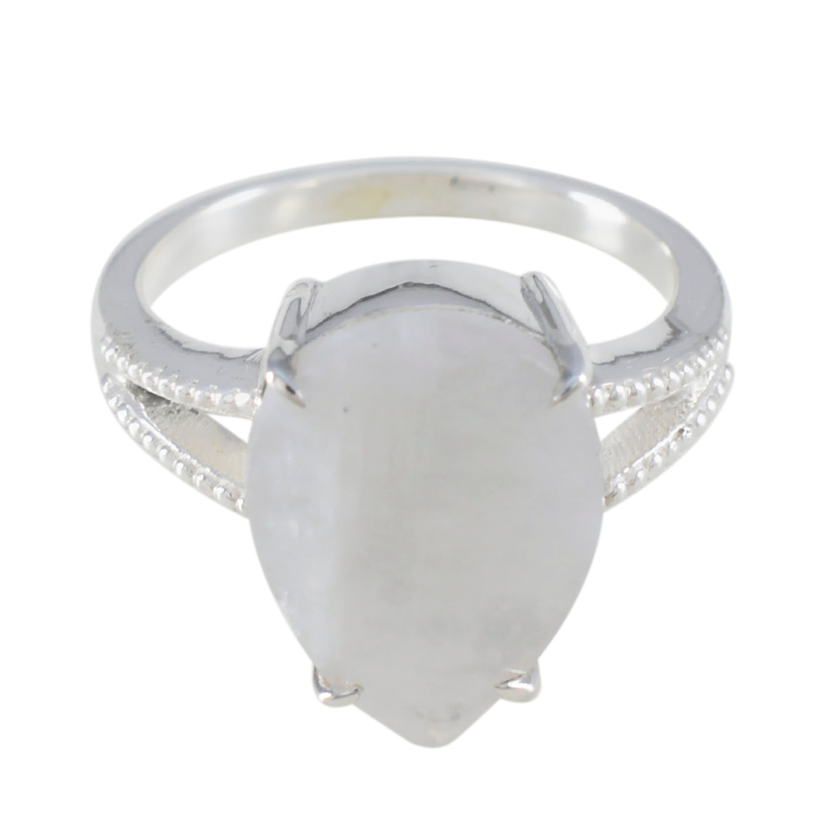 Rainbow Moonstone Solitaire African Silver White Gemstones Eye catching Love Ring Jewellery Imagen principal del producto