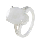 Rainbow Moonstone Solitaire African Silver White Gemstones Eye catching Love Ring Jewellery