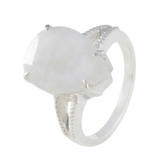 Rainbow Moonstone Solitaire African Silver White Gemstones Eye catching Love Ring Jewellery