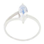 Rainbow Moonstone Solitaire Turkish 92.5 Silver White Gemstones Elegant  Contemporary Ring Jewelry
