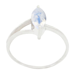 Rainbow Moonstone Solitaire Turkish 92.5 Silver White Gemstones Elegant  Contemporary Ring Jewelry