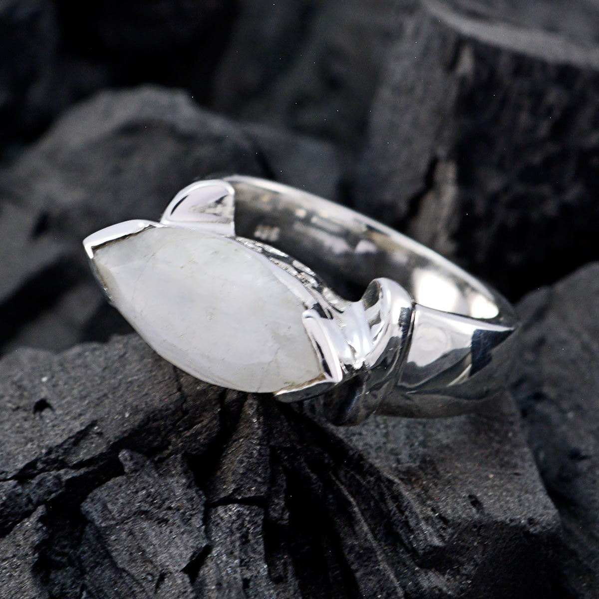 Rainbow Moonstone Solitaire Mexican 92.5 Silver White Gemstone Essential  Filigree Ring Jewellery