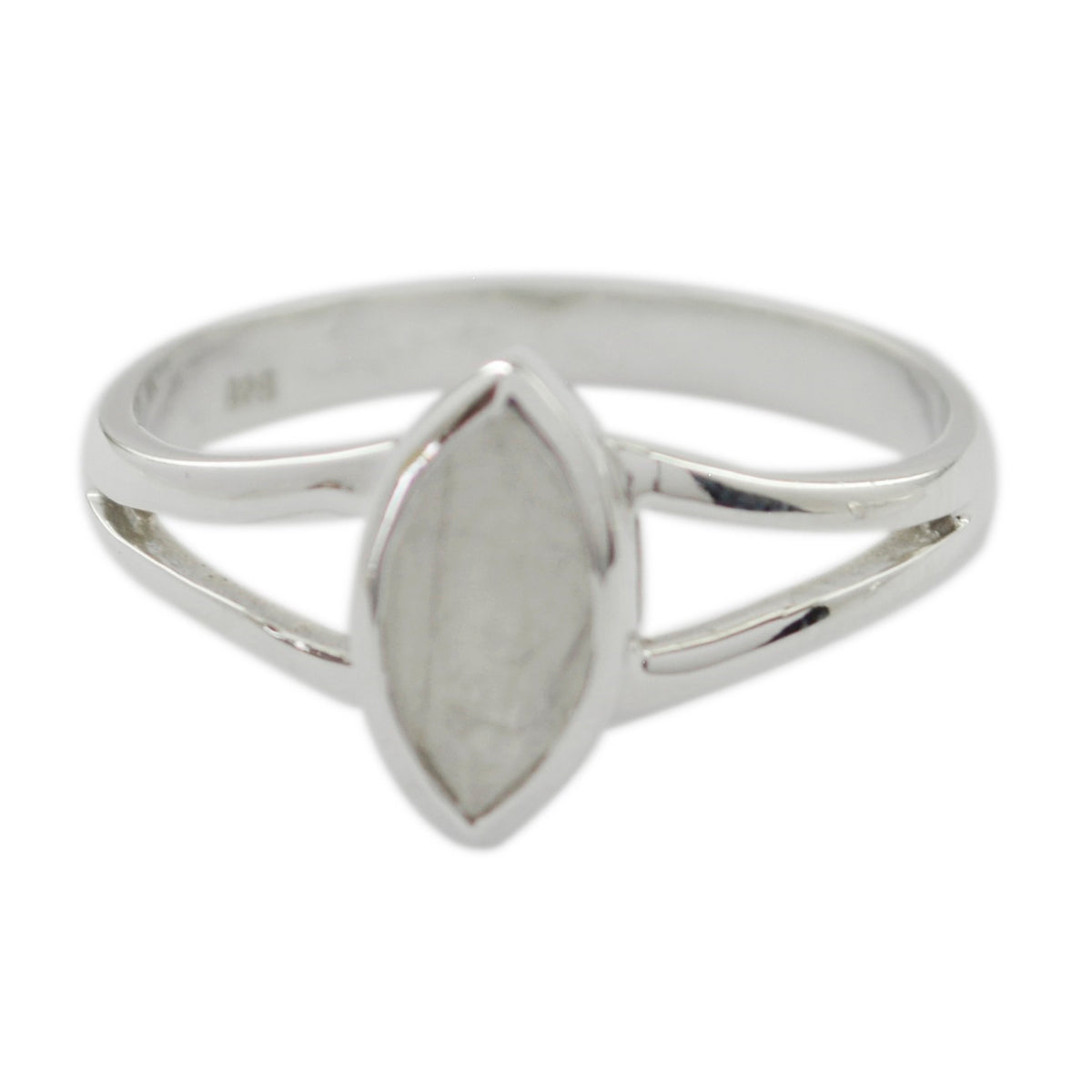 Rainbow Moonstone Solitaire Japanese Sterling Silver White Gemstones Dainty Geometric Ring Jewelry